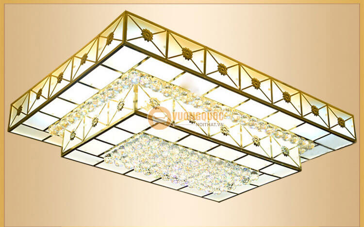 Đèn ốp trần thủy tinh hình chữ nhật cao cấp CM207-5